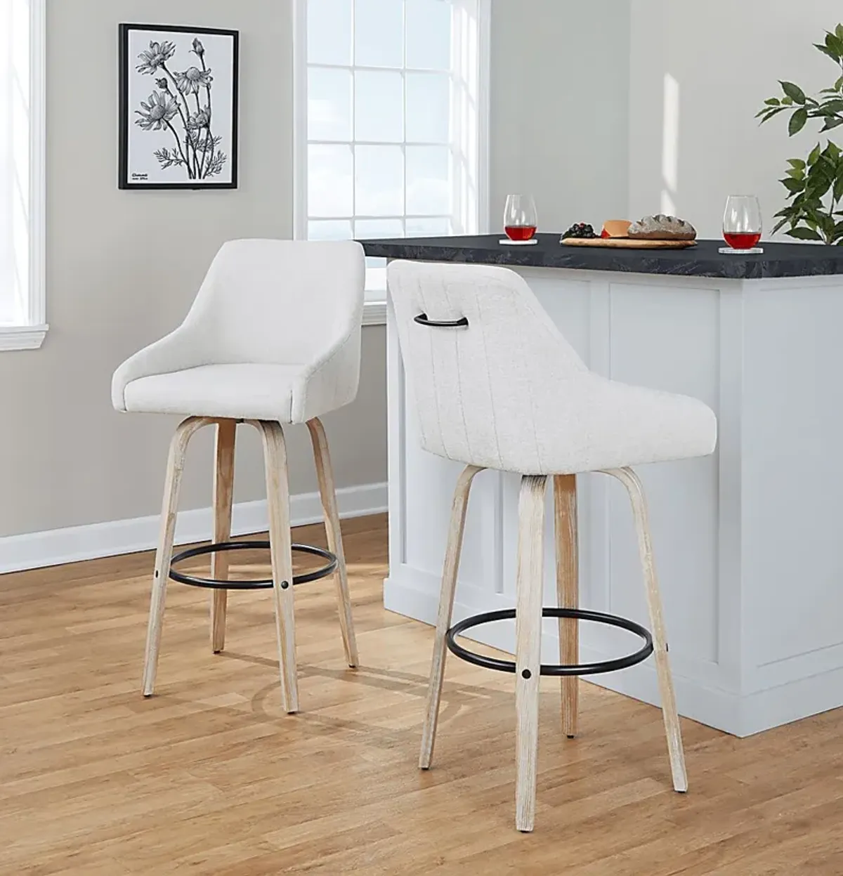 Ashlynd IV Cream Swivel Barstool, Set of 2