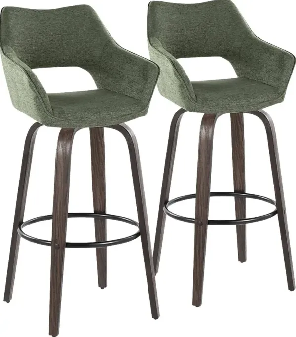 Ovur I Green Swivel Barstool, Set of 2