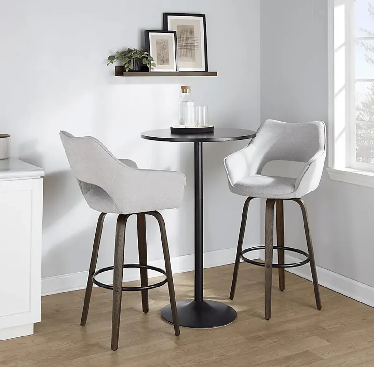 Ovur I Gray Swivel Barstool, Set of 2