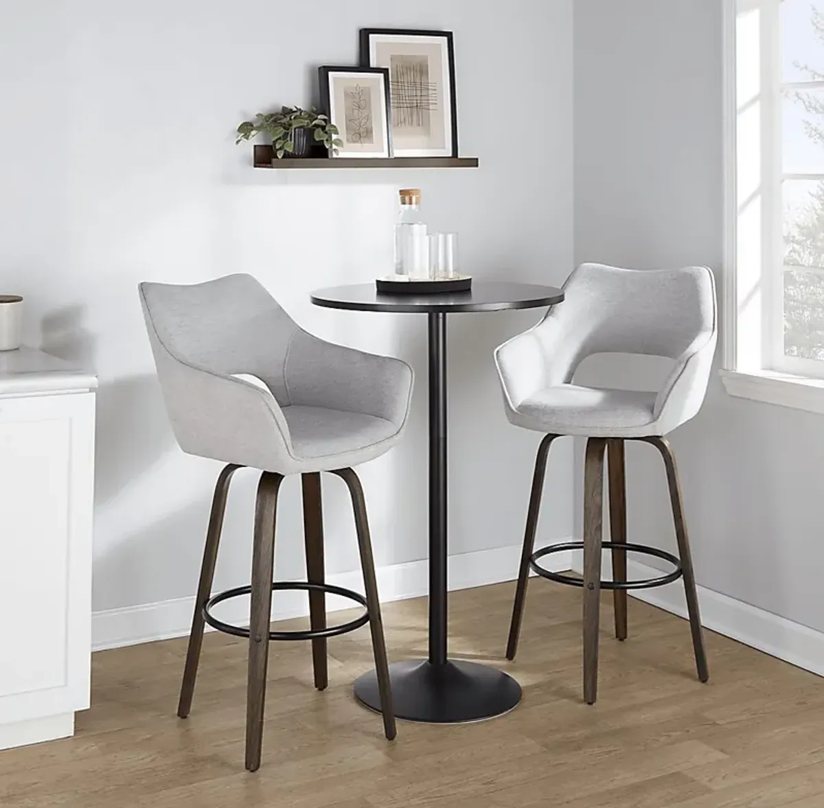 Ovur I Gray Swivel Barstool, Set of 2