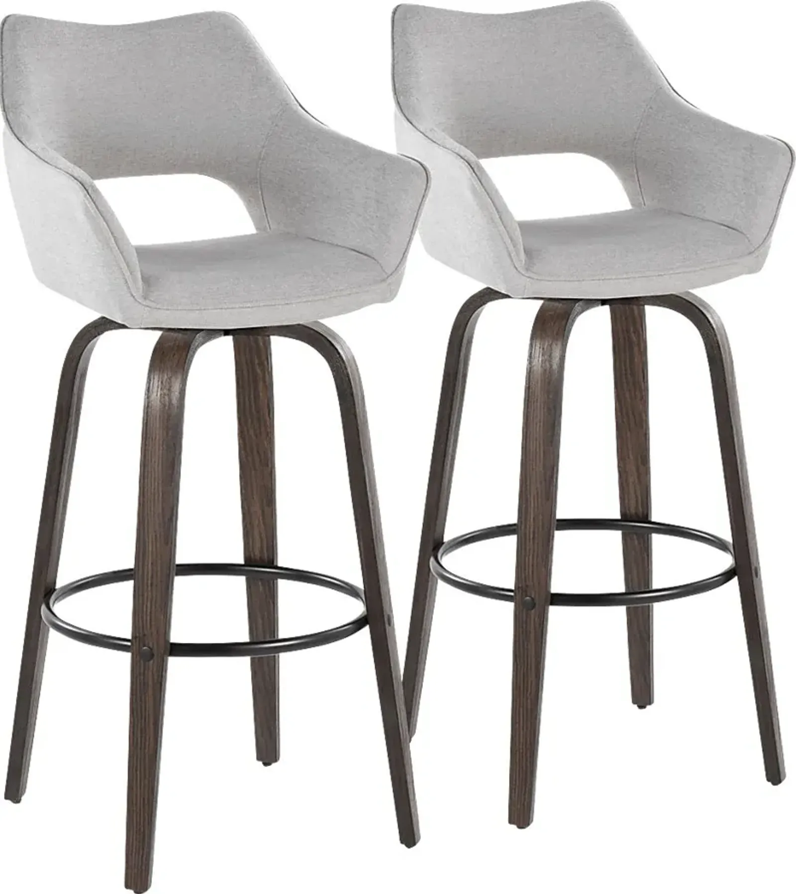 Ovur I Gray Swivel Barstool, Set of 2