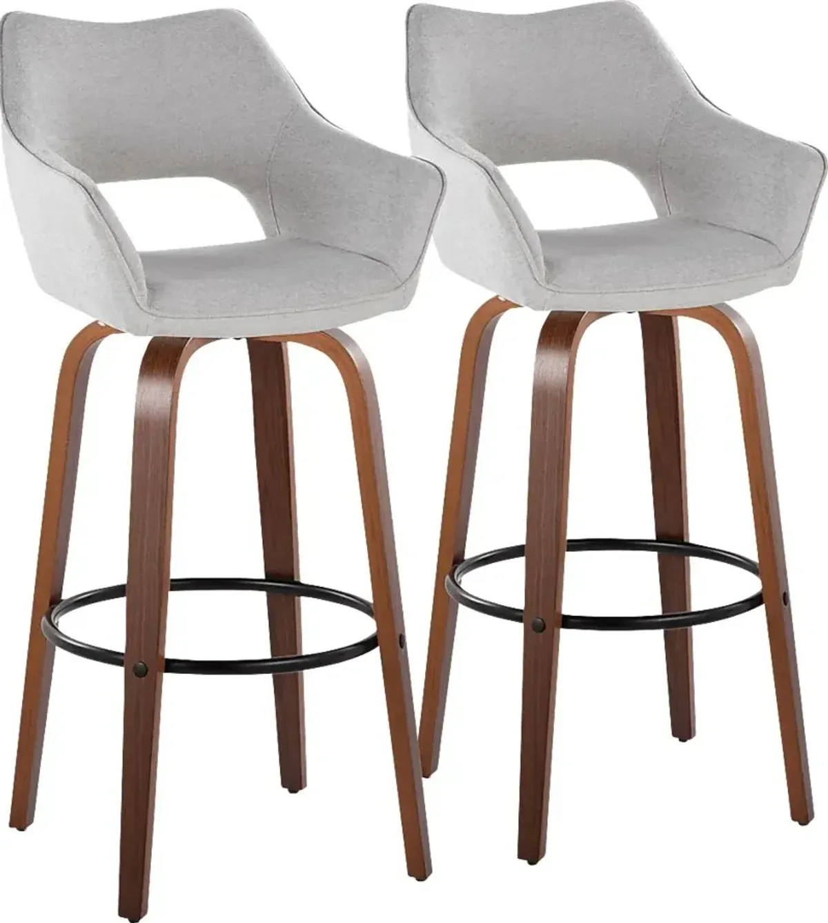 Ovur II Gray Swivel Barstool, Set of 2