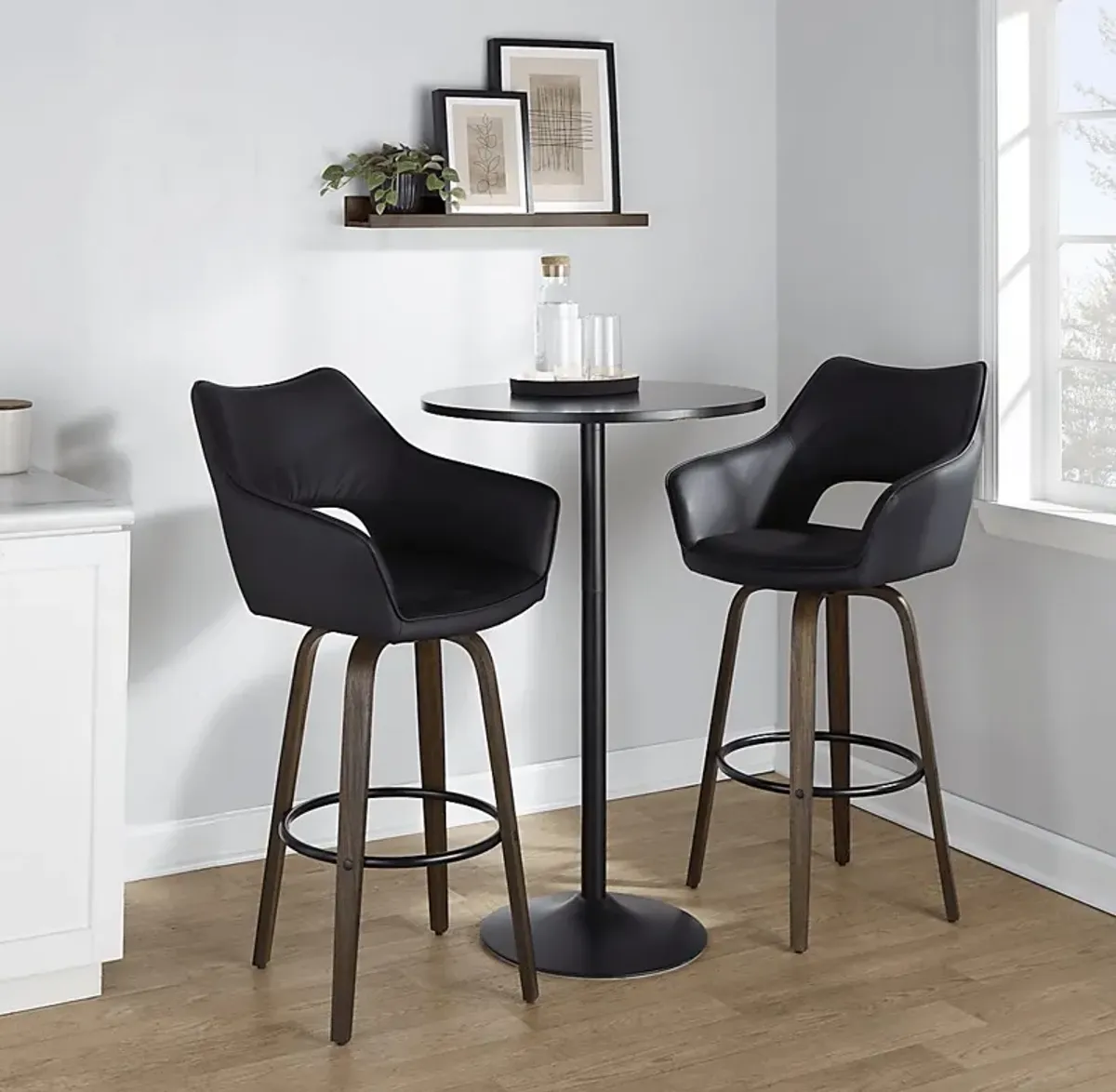 Ovur III Black Swivel Barstool, Set of 2