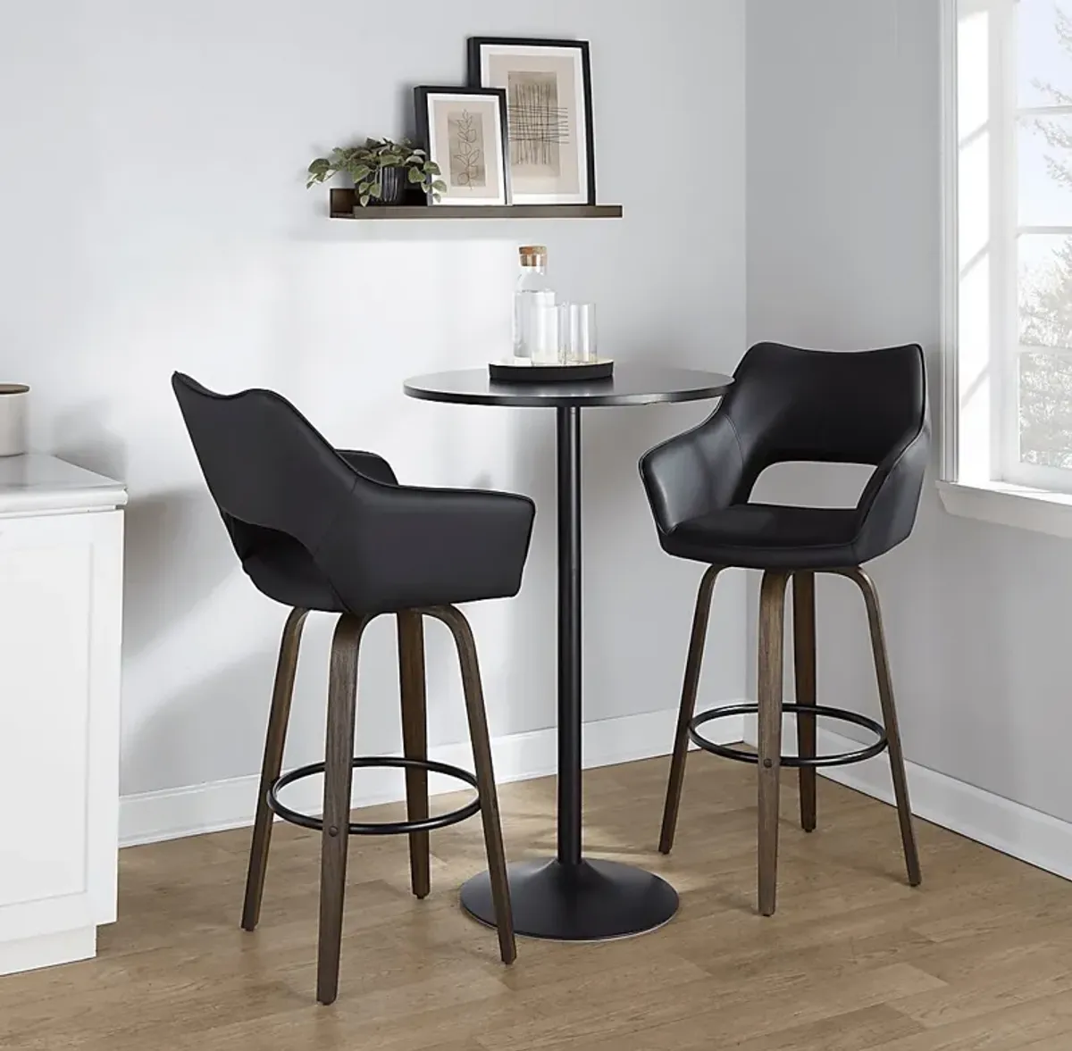 Ovur III Black Swivel Barstool, Set of 2