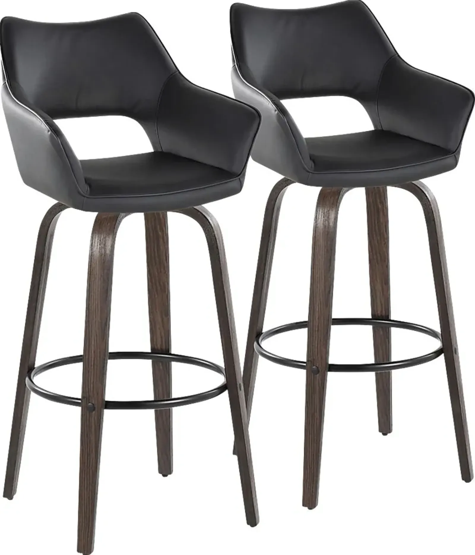 Ovur III Black Swivel Barstool, Set of 2