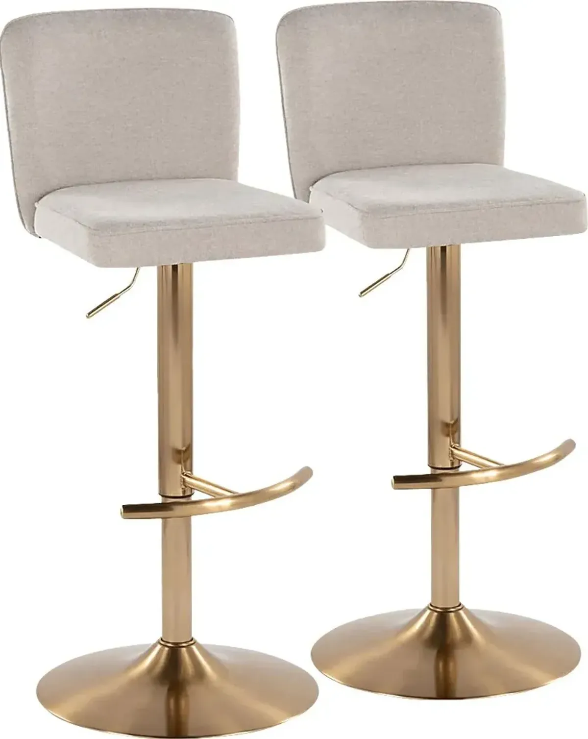Marcei Beige Adjustable Swivel Barstool, Set of 2