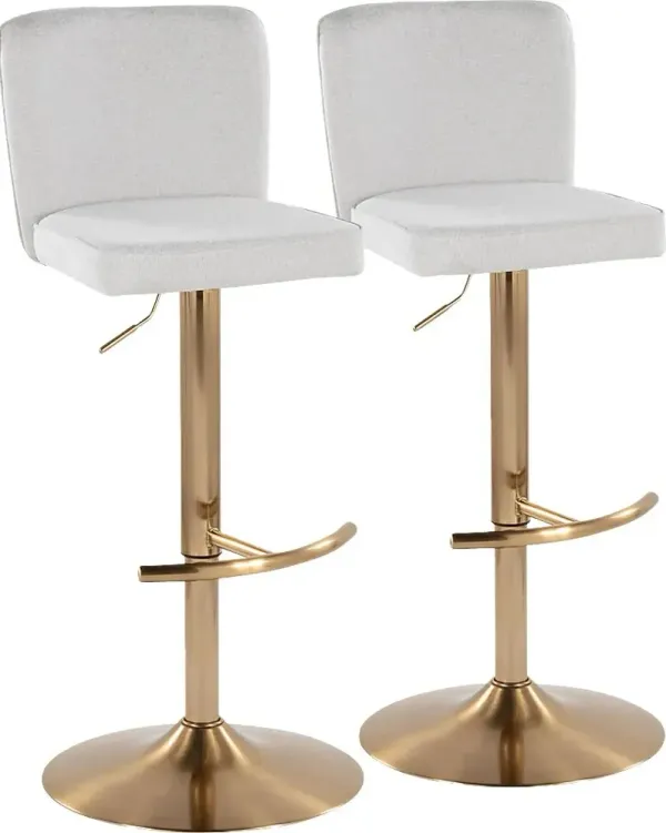 Marcei White Adjustable Swivel Barstool, Set of 2