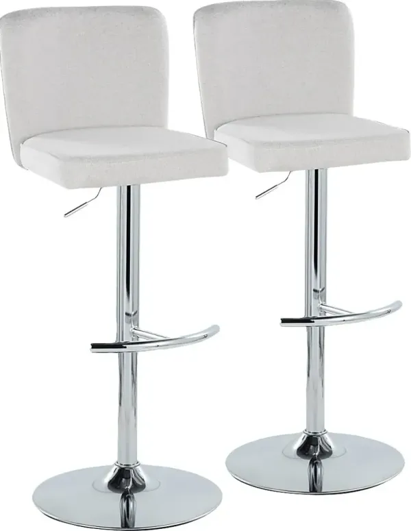 Marcei II White Adjustable Swivel Barstool, Set of 2