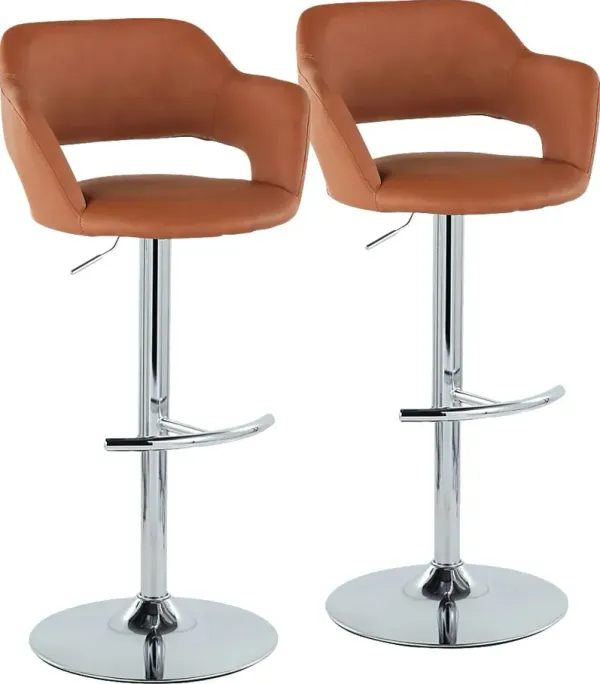 Toune Brown Adjustable Swivel Barstool, Set of 2