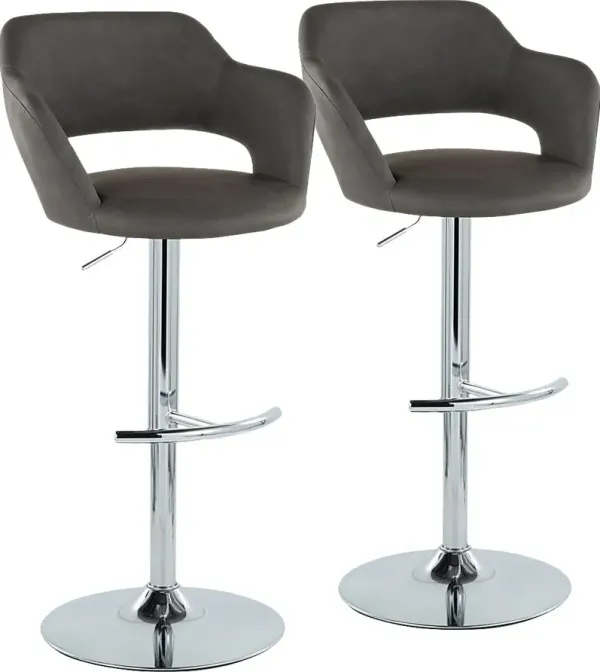 Toune Gray Adjustable Swivel Barstool, Set of 2