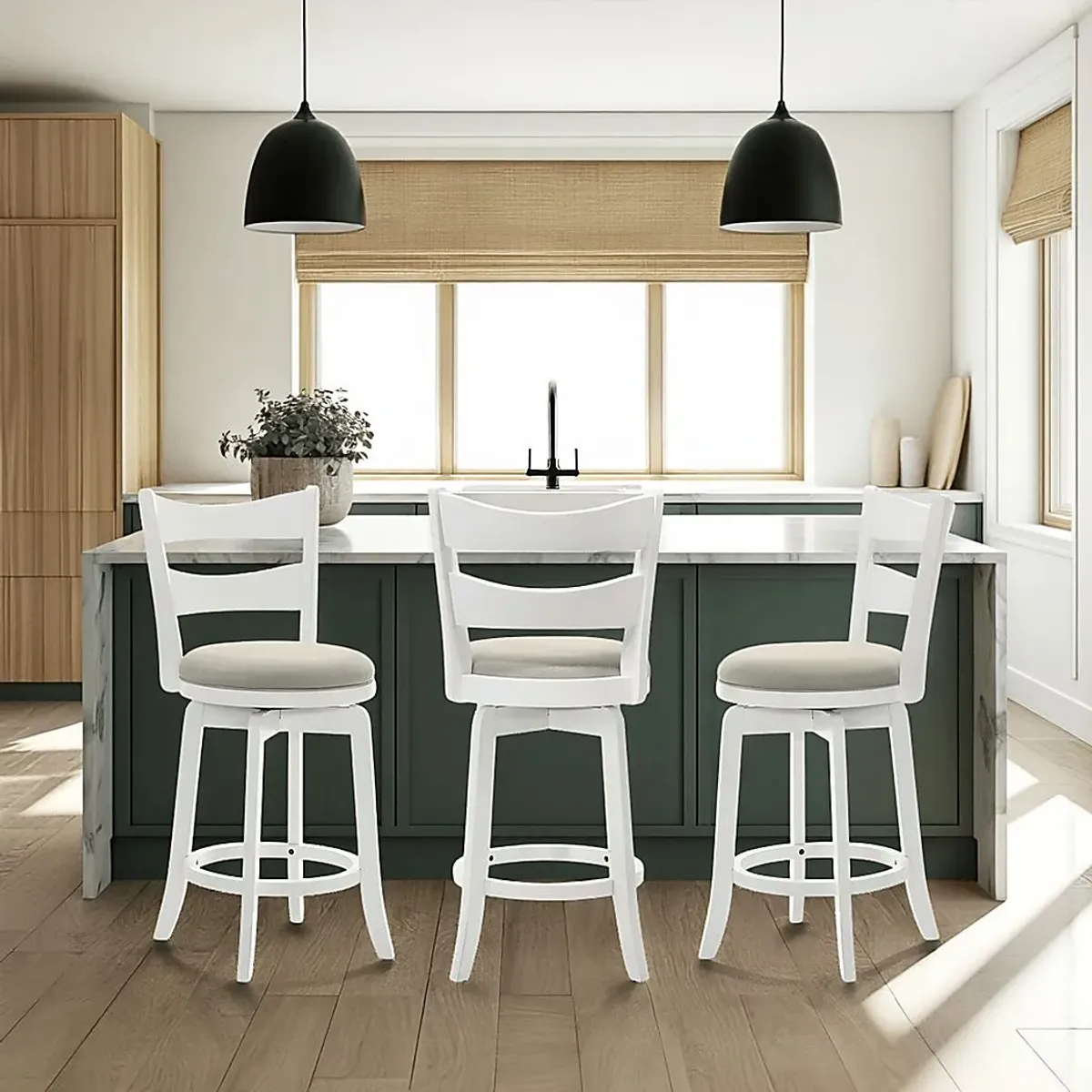 Cannonics II White and Beige Barstool
