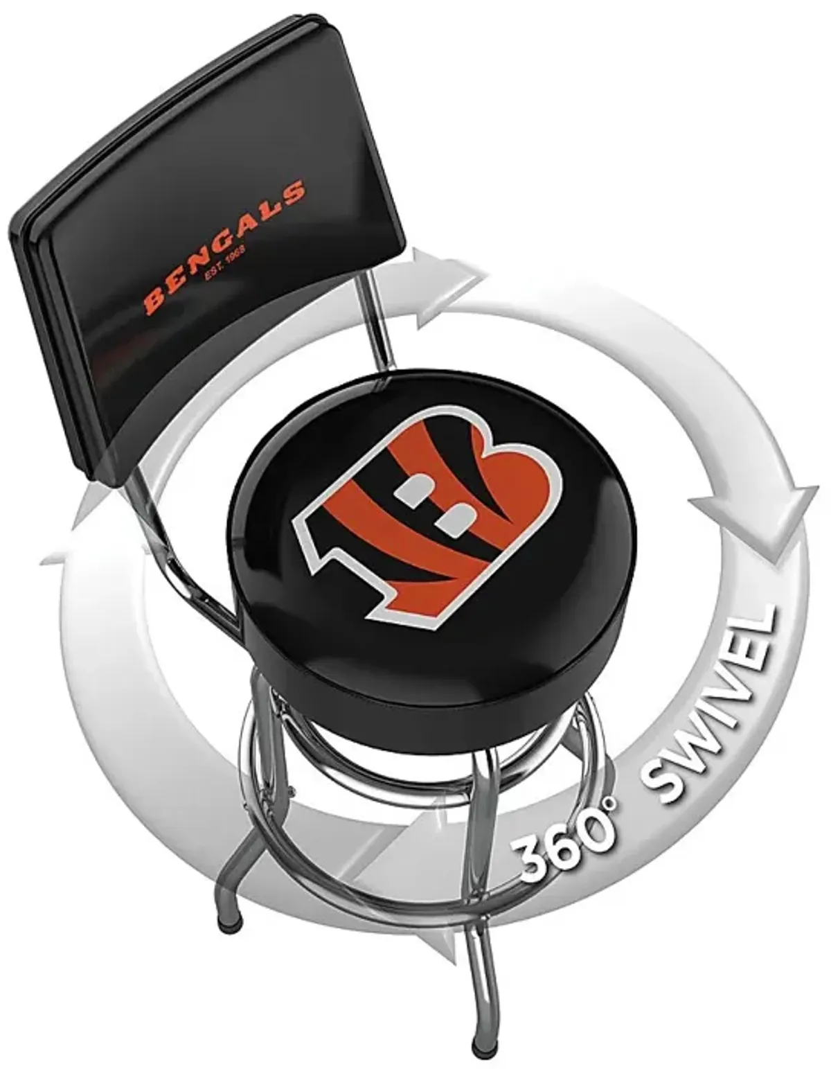 Cincinnati Bengals Black Swivel Barstool with Back
