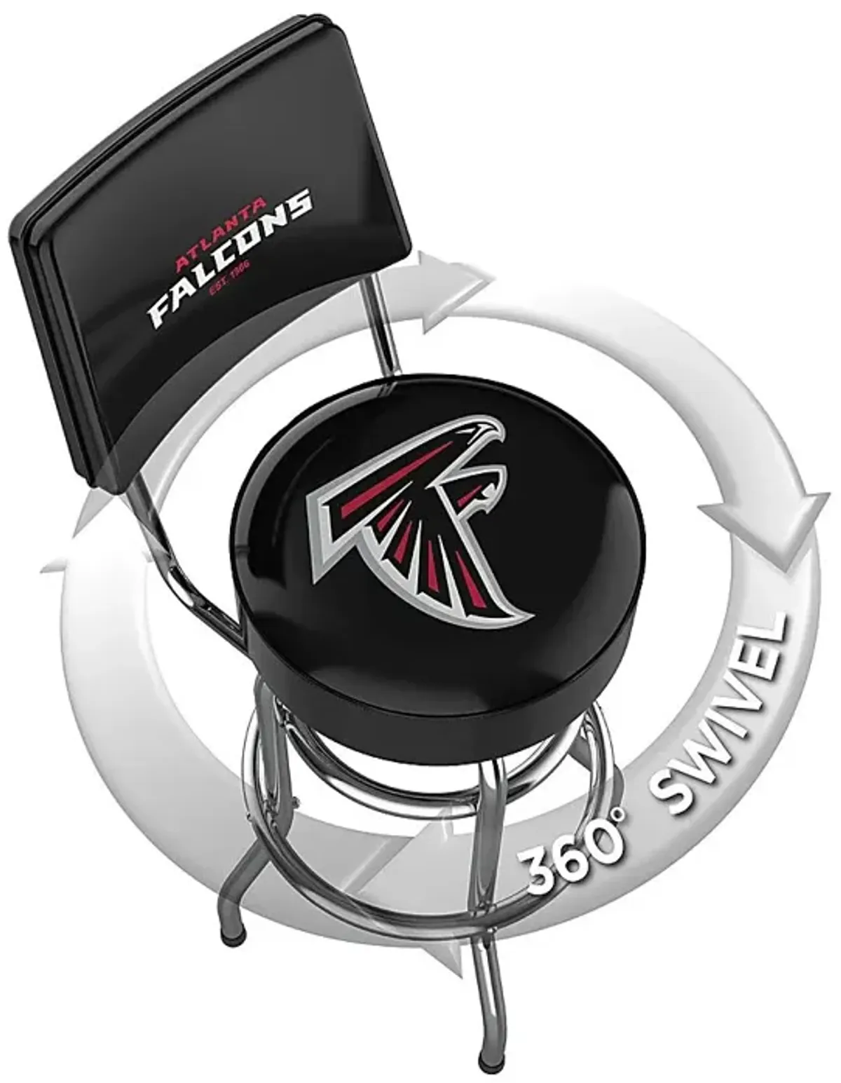 Atlanta Falcons Black Swivel Barstool with Back