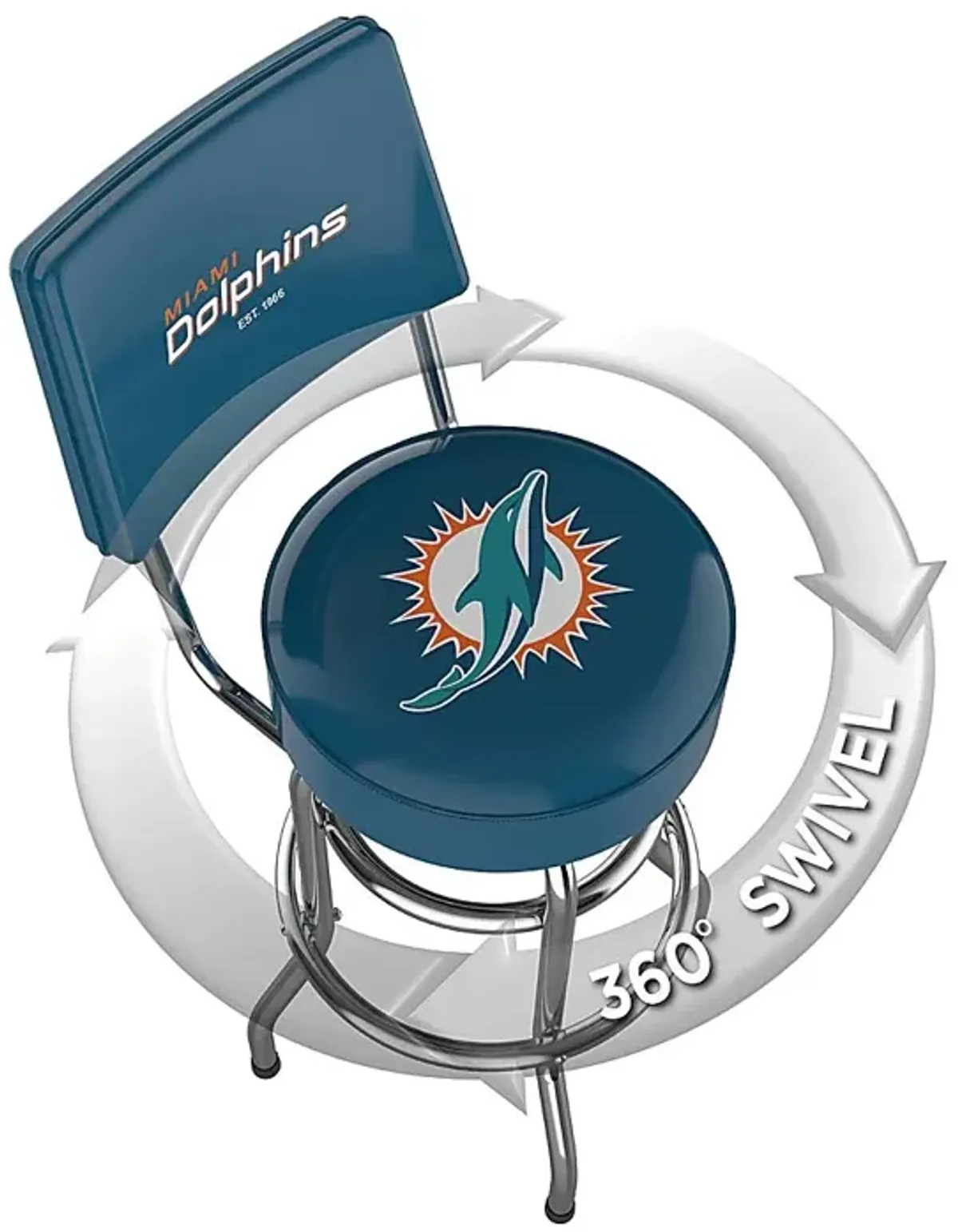 Miami Dolphins Aqua Swivel Barstool with Back