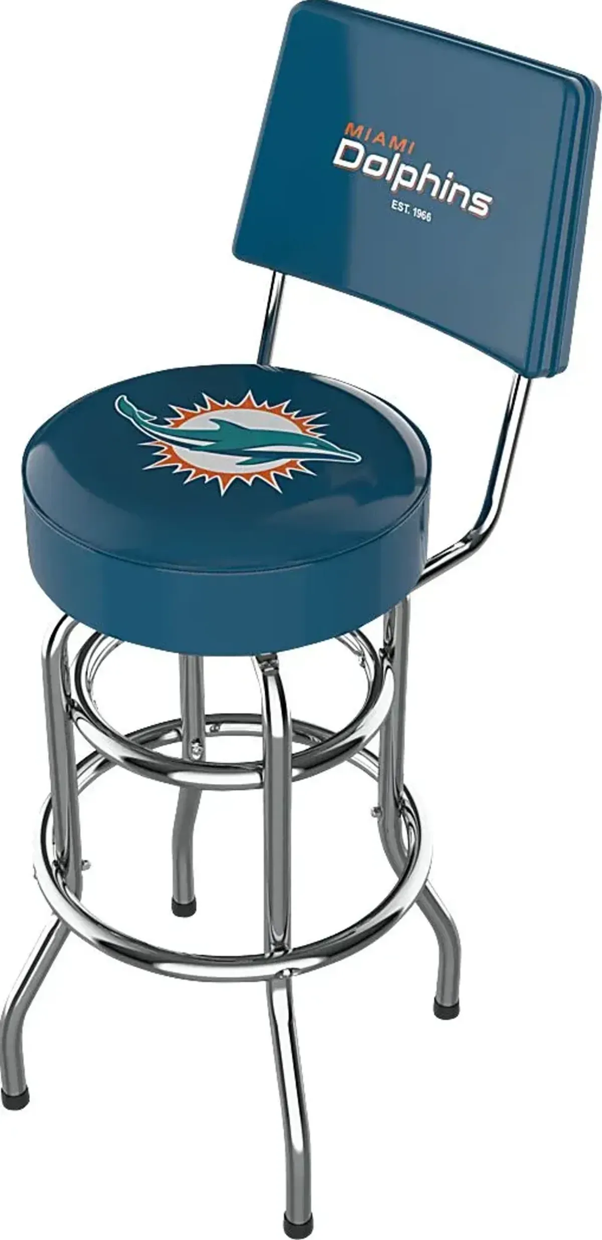Miami Dolphins Aqua Swivel Barstool with Back