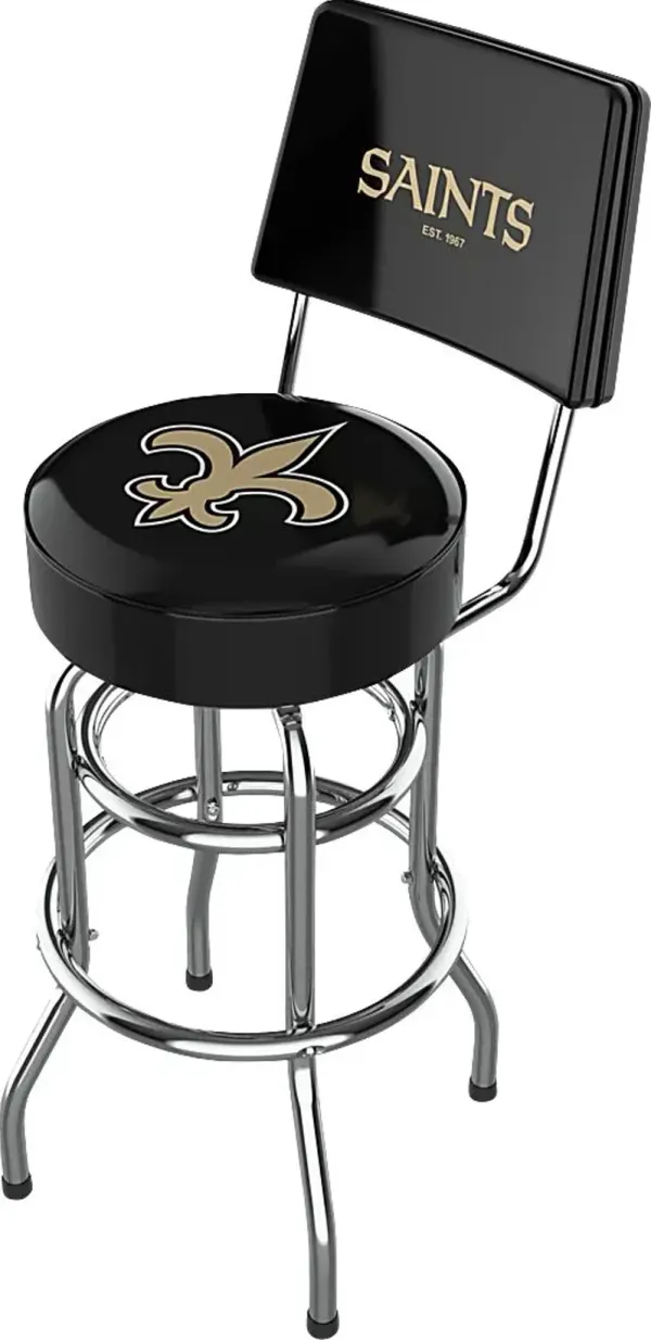New Orleans Saints Black Swivel Barstool with Back