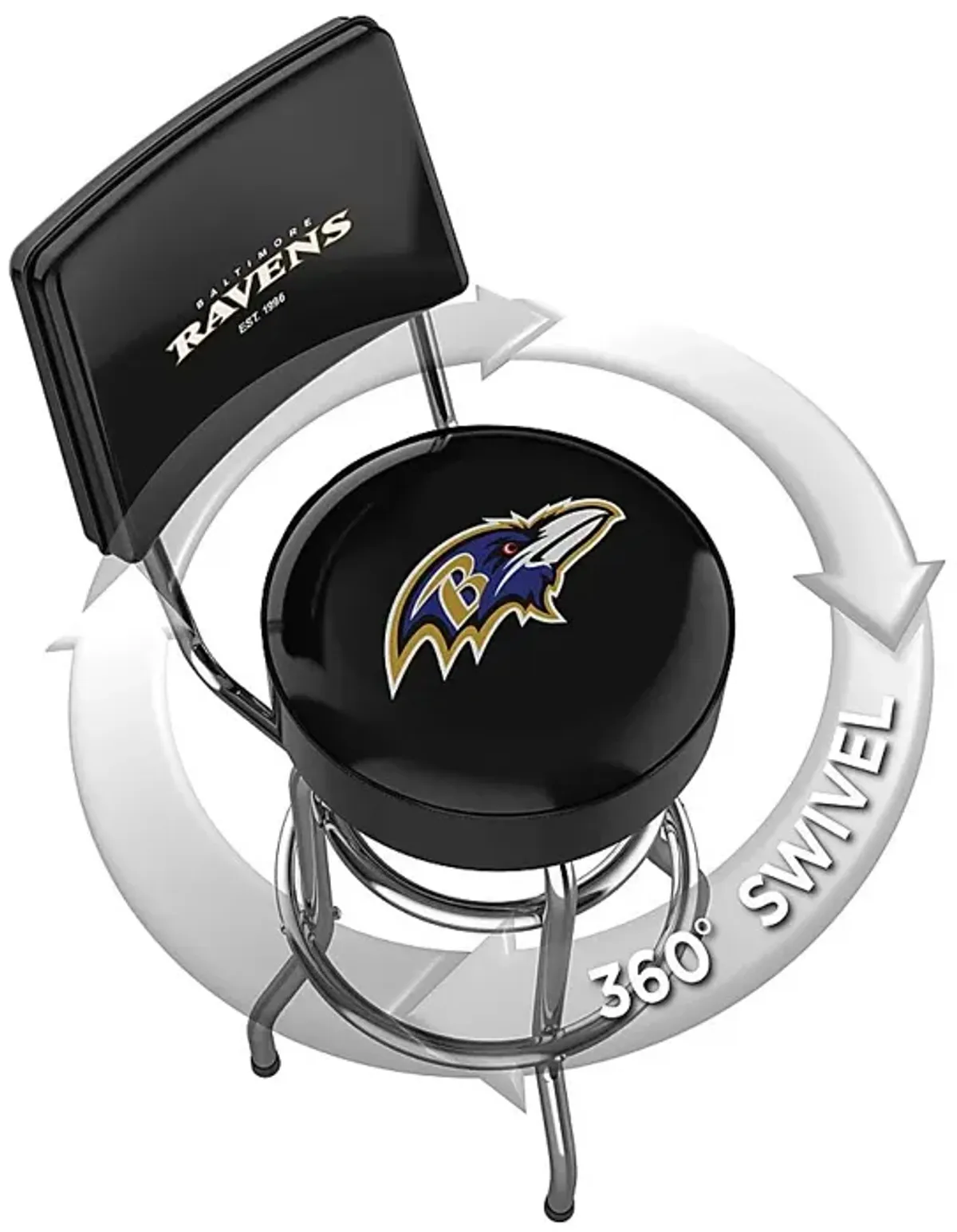 Baltimore Ravens Black Swivel Barstool with Back