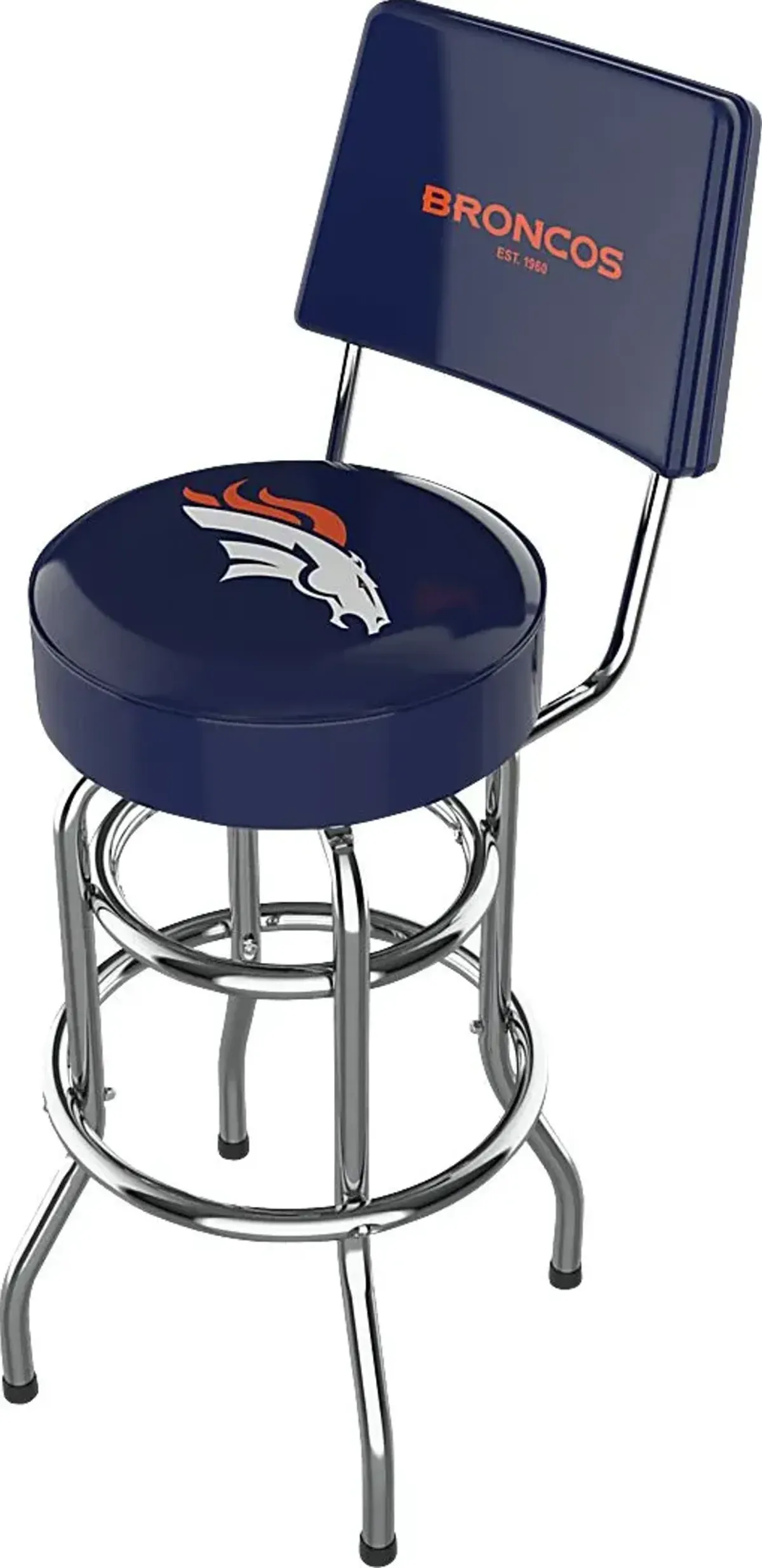 Denver Broncos Blue Swivel Barstool with Back