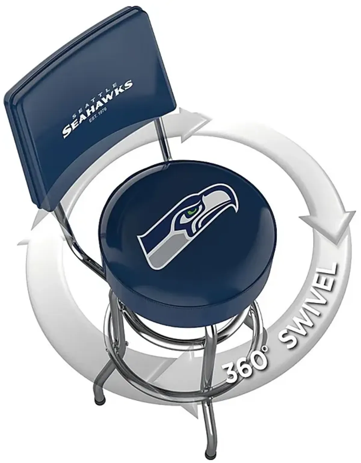 Seattle Seahawks Blue Swivel Barstool with Back