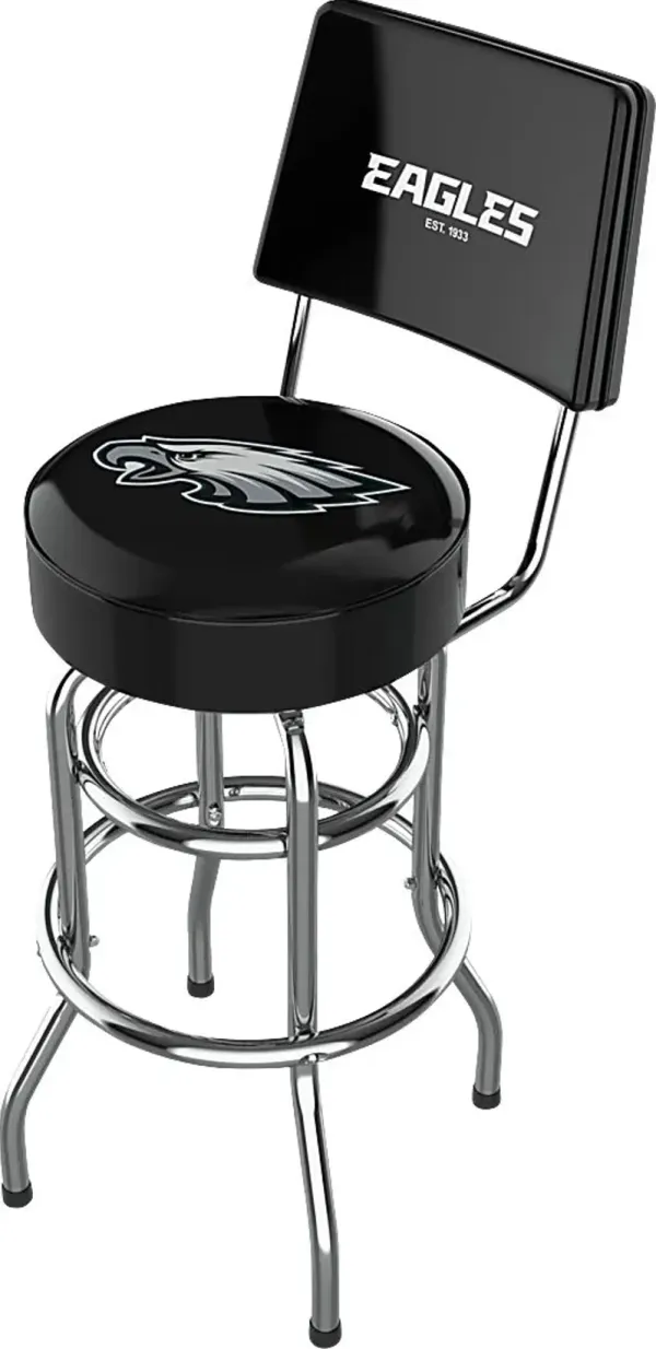 Philadelphia Eagles Black Swivel Barstool with Back