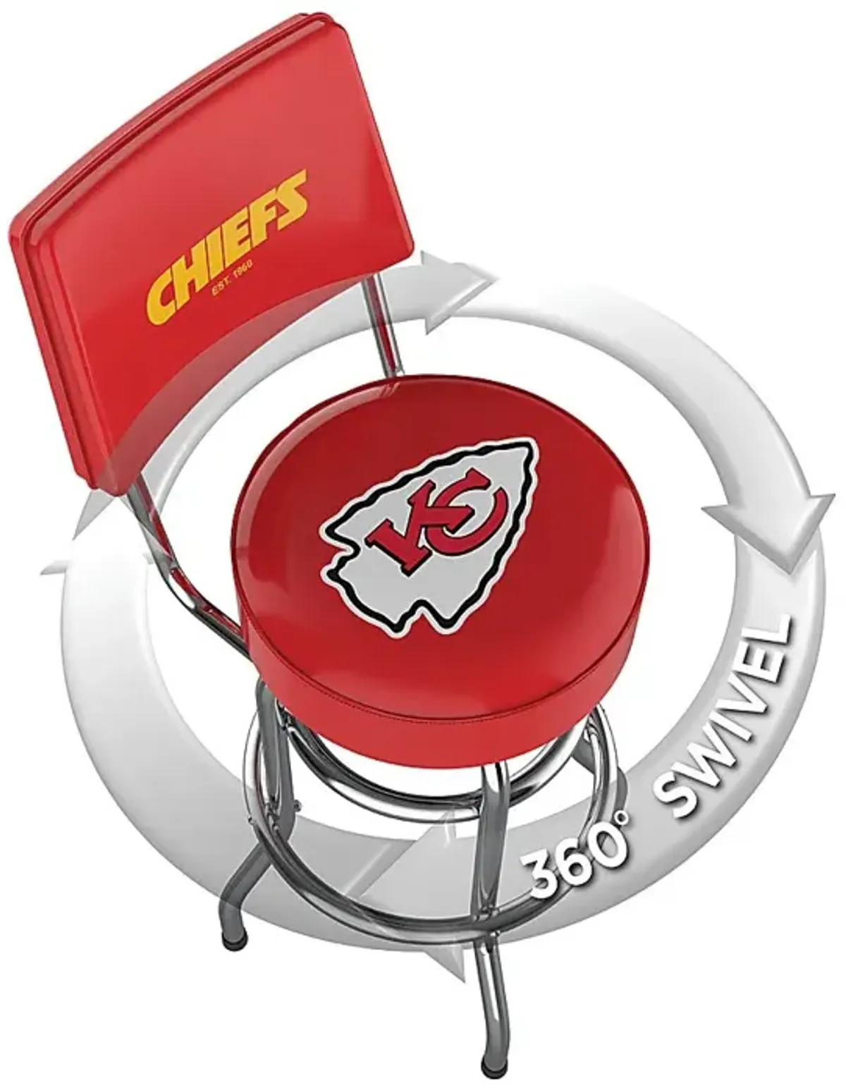 Kansas City Chiefs Red Swivel Barstool with Back