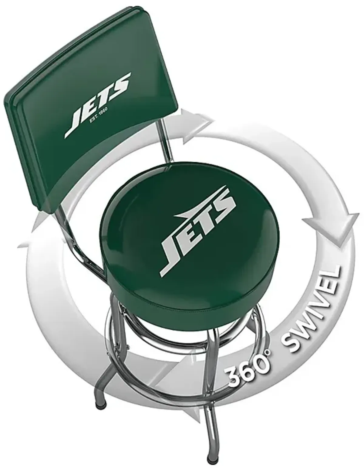 New York Jets Green Swivel Barstool with Back