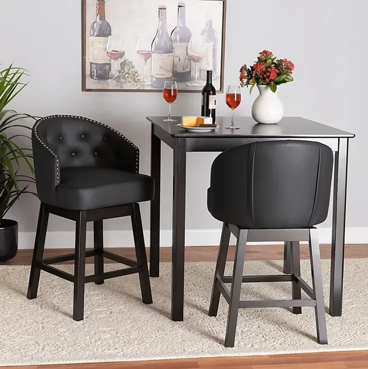 Armourdale Black Swivel Counter Stool, Set of 2