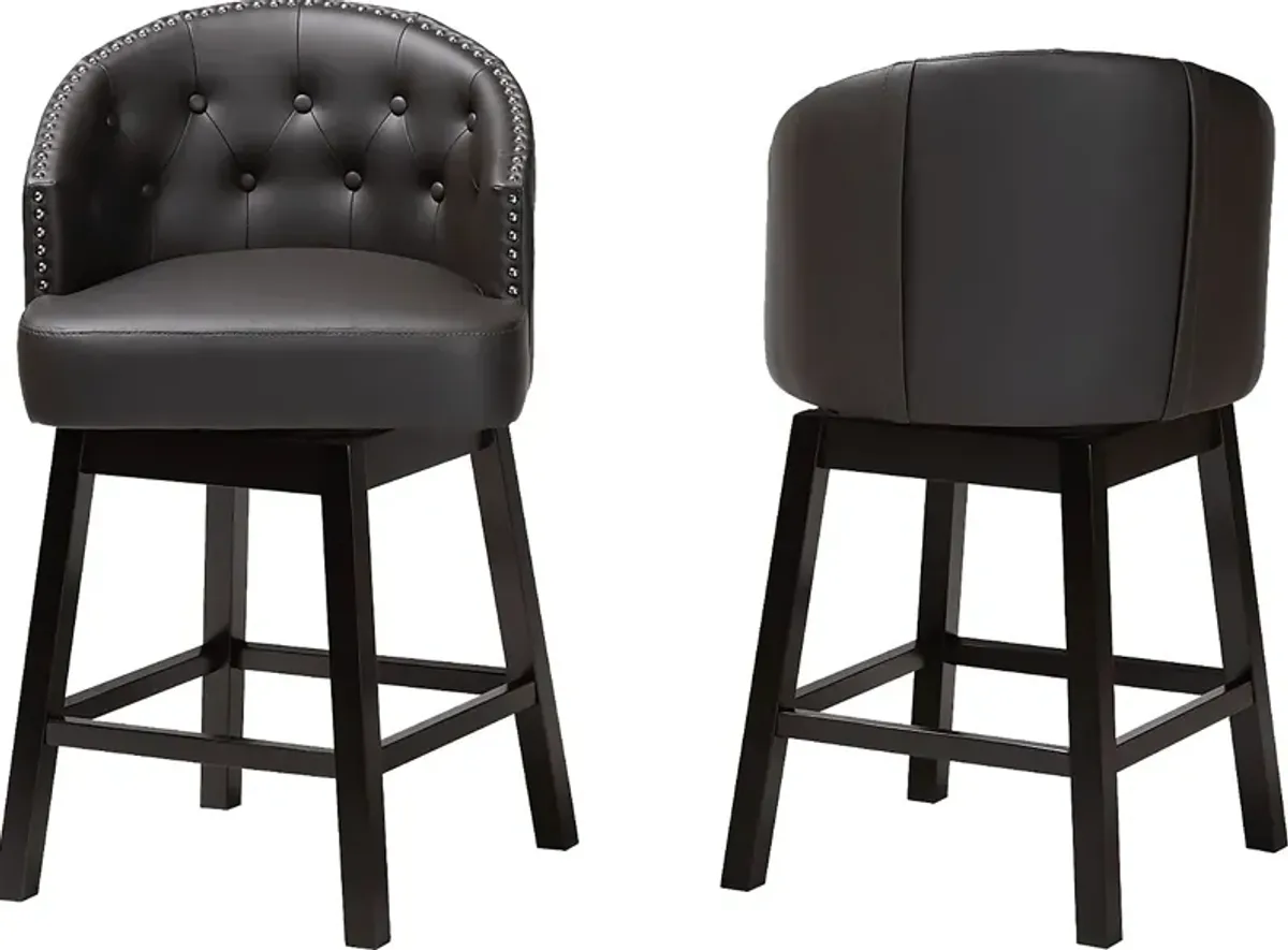 Armourdale Dark Brown Swivel Counter Stool, Set of 2