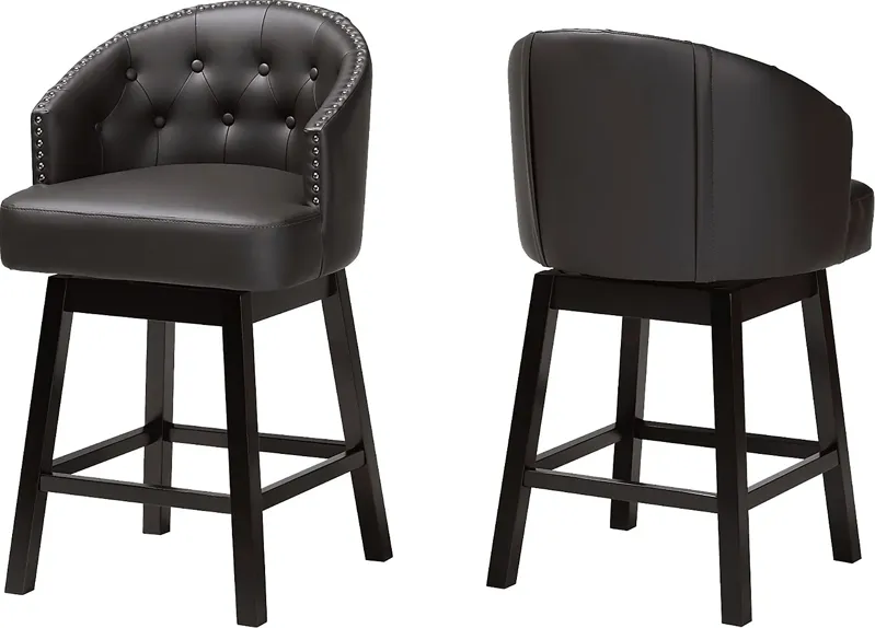 Armourdale Dark Brown Swivel Counter Stool, Set of 2