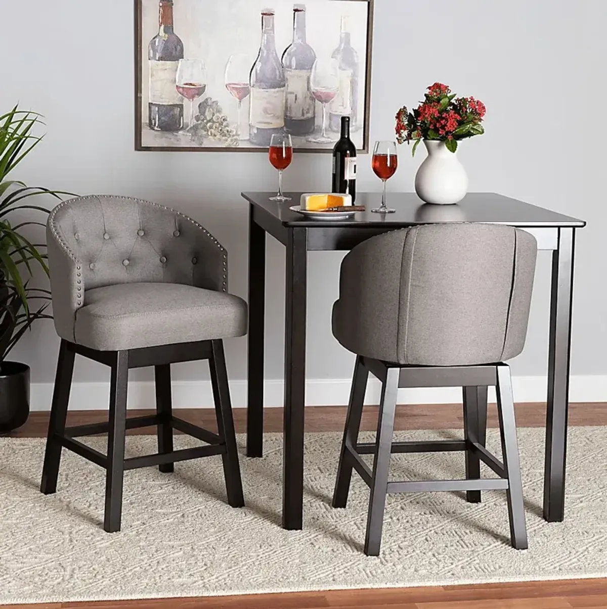 Armourdale Gray Swivel Counter Stool, Set of 2