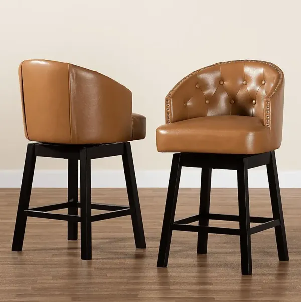 Armourdale Tan Swivel Counter Stool, Set of 2