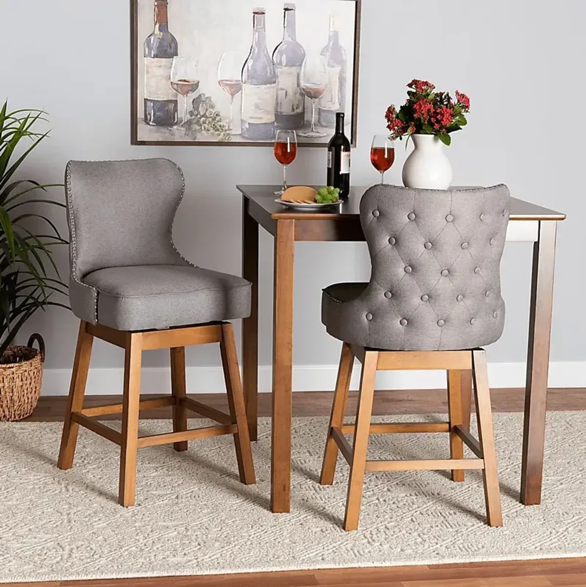 Nylic Gray Swivel Counter Stool, Set of 2