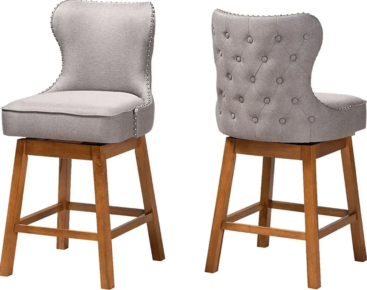 Nylic Gray Swivel Counter Stool, Set of 2