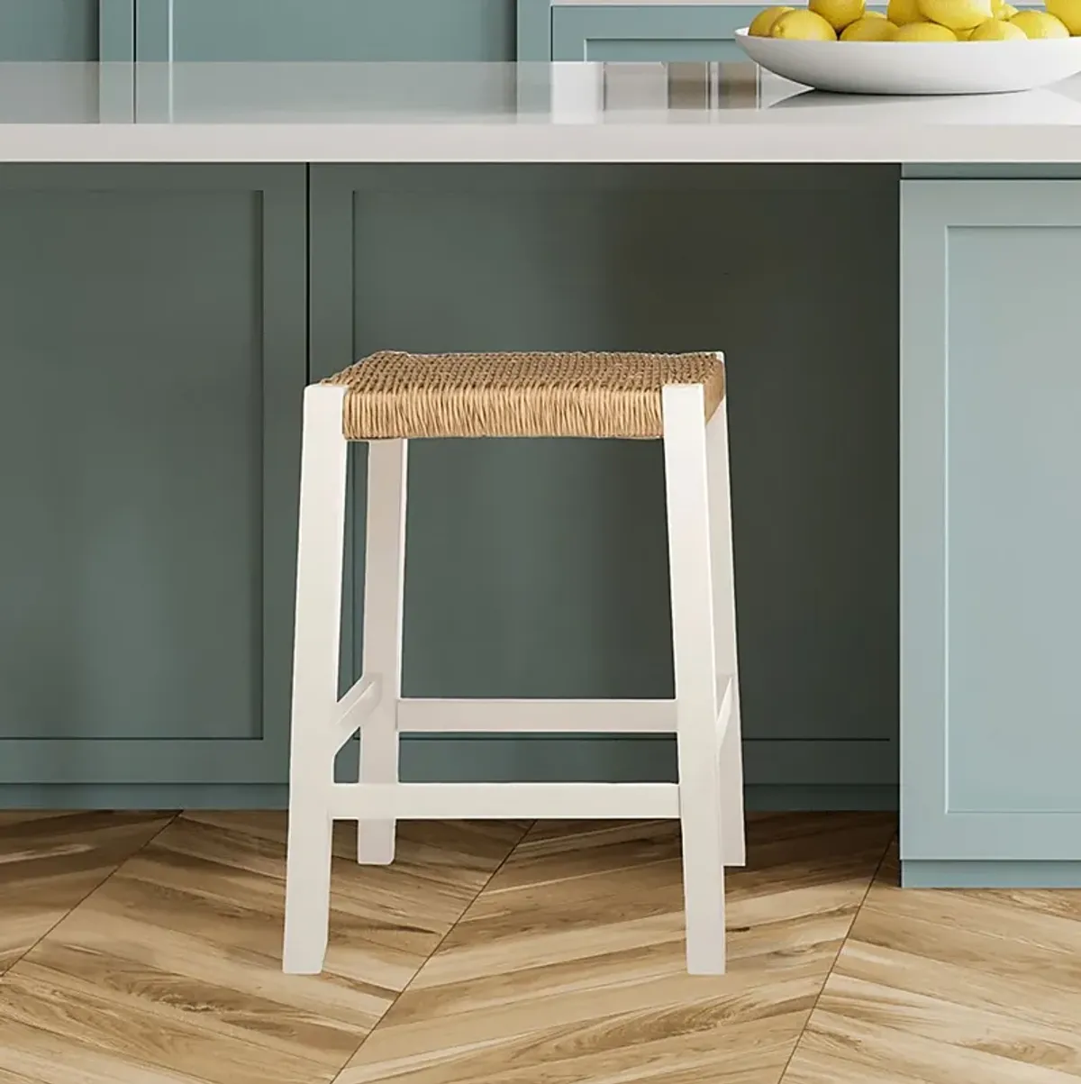 Zorvyn White/Natural Counter Height Stool