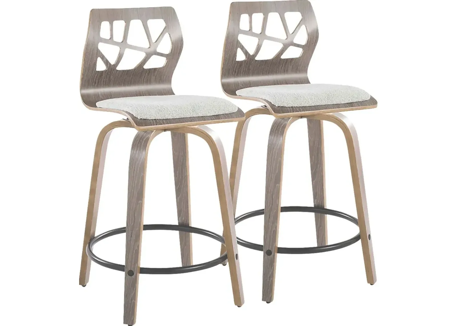 Watsonia III Light Gray Swivel Counter Height Stool, Set of 2