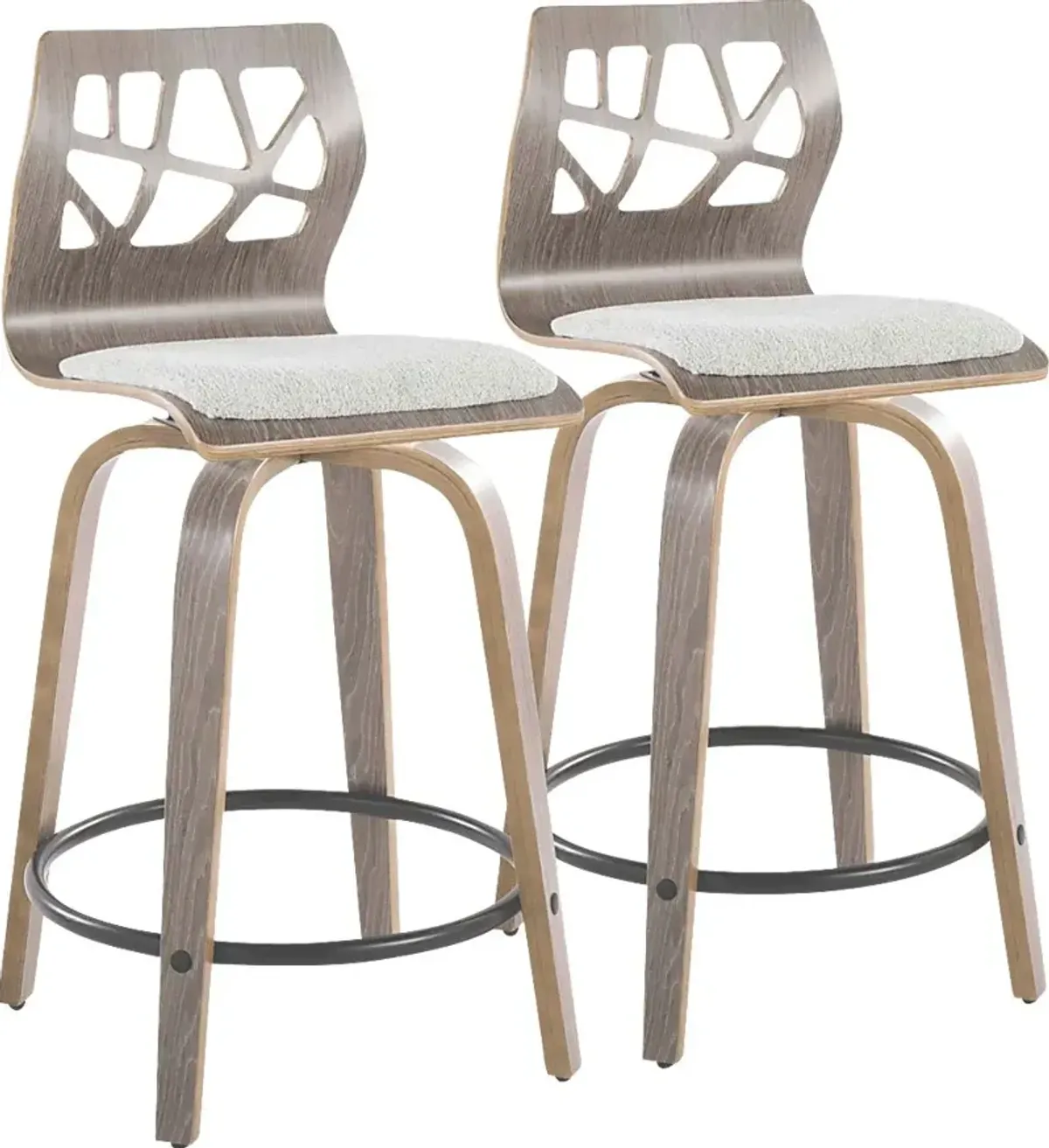 Watsonia III Light Gray Swivel Counter Height Stool, Set of 2