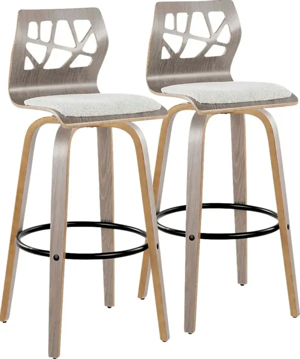 Watsonia III Light Gray Swivel Barstool, Set of 2