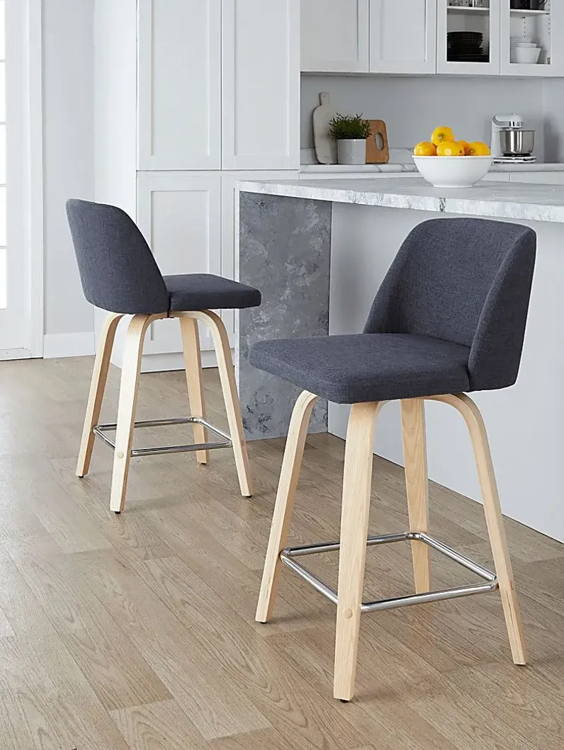 Wymering I Blue Swivel Counter Height Stool, Set of 2