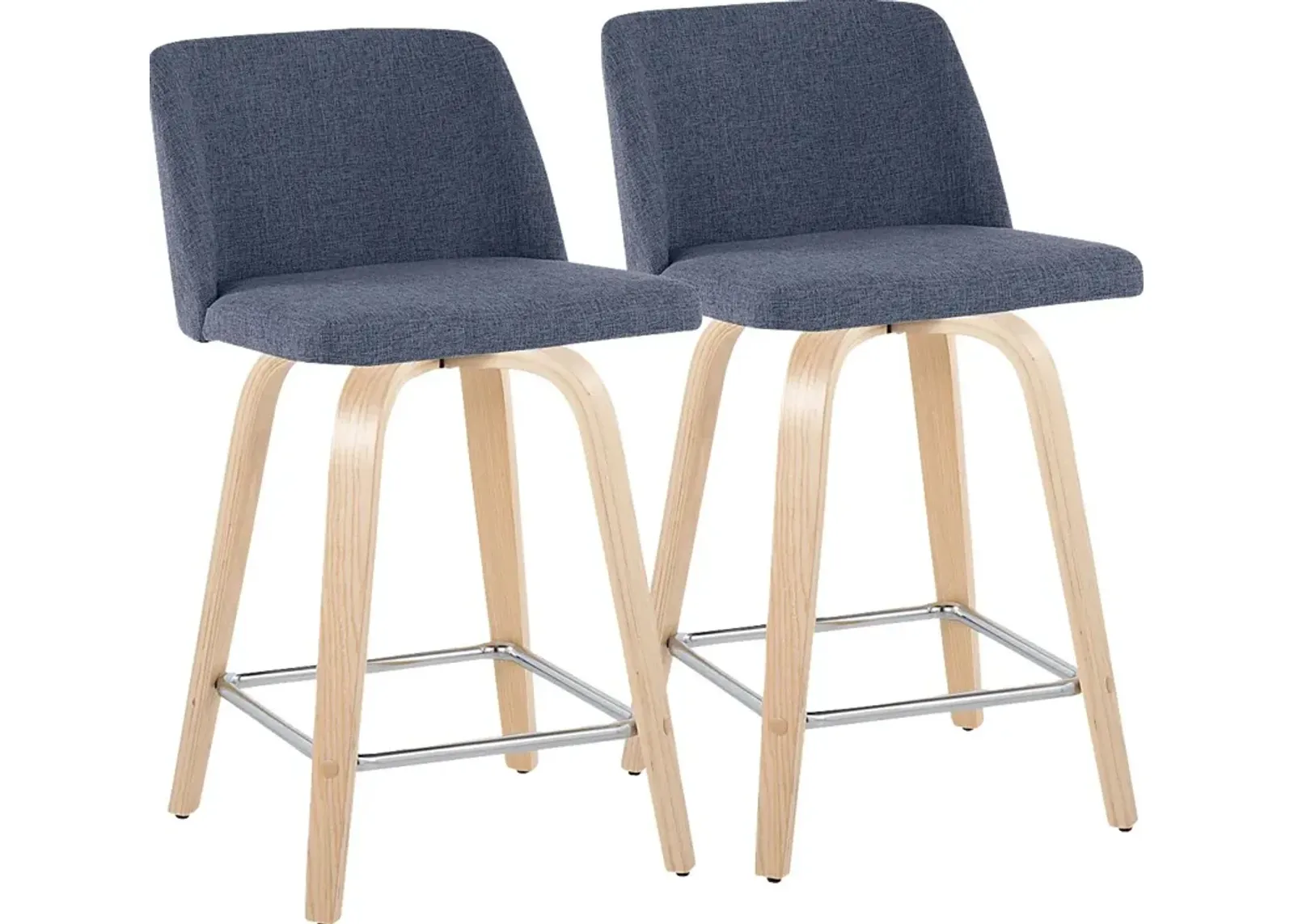 Wymering I Blue Swivel Counter Height Stool, Set of 2