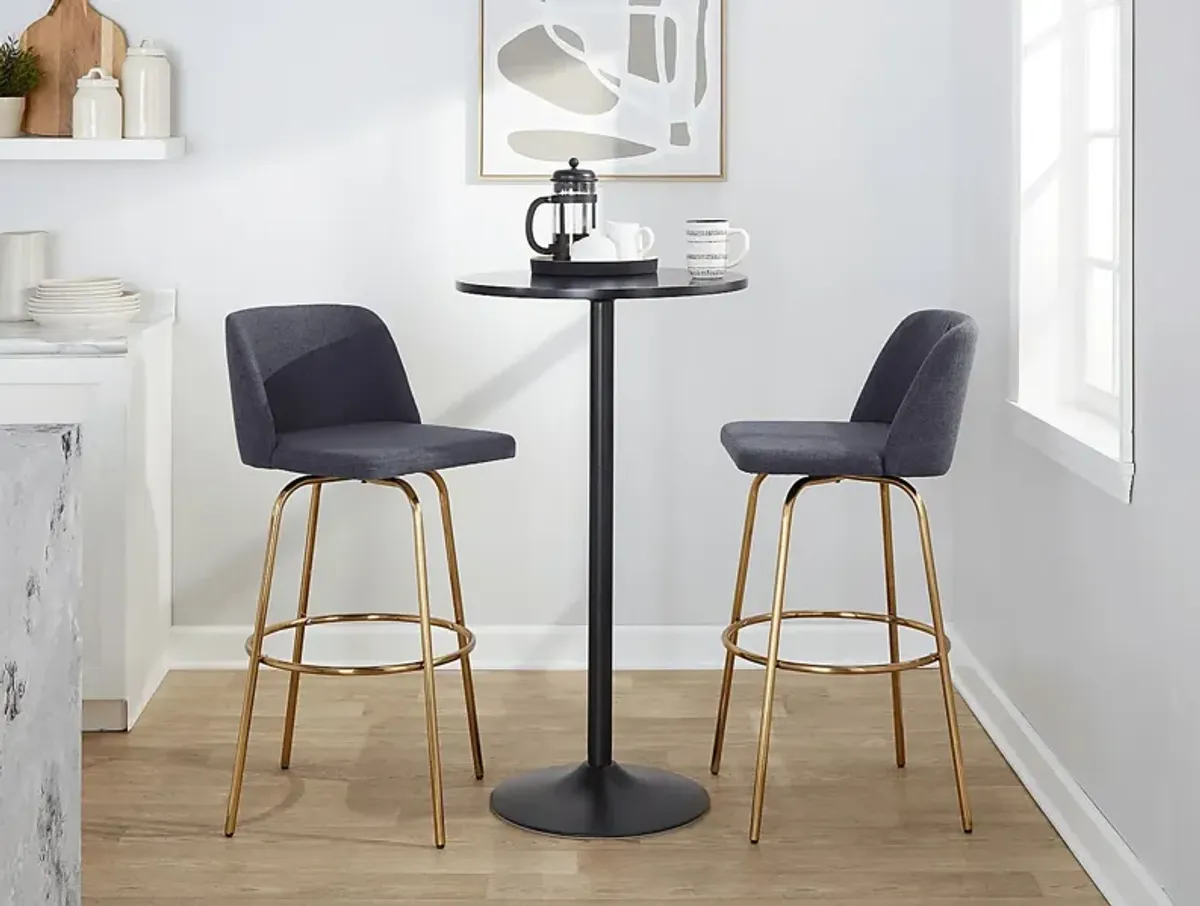 Wymering II Blue Swivel Barstool, Set of 2