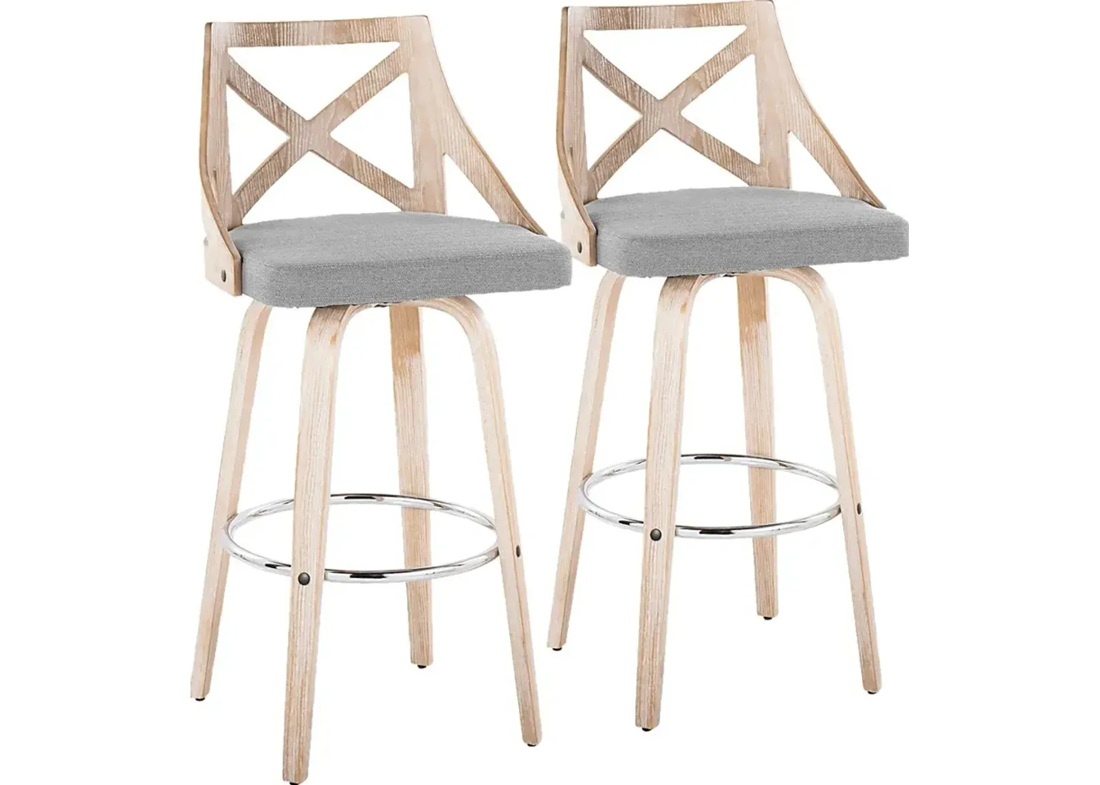 Hasbrouck III Gray Swivel Barstool, Set of 2