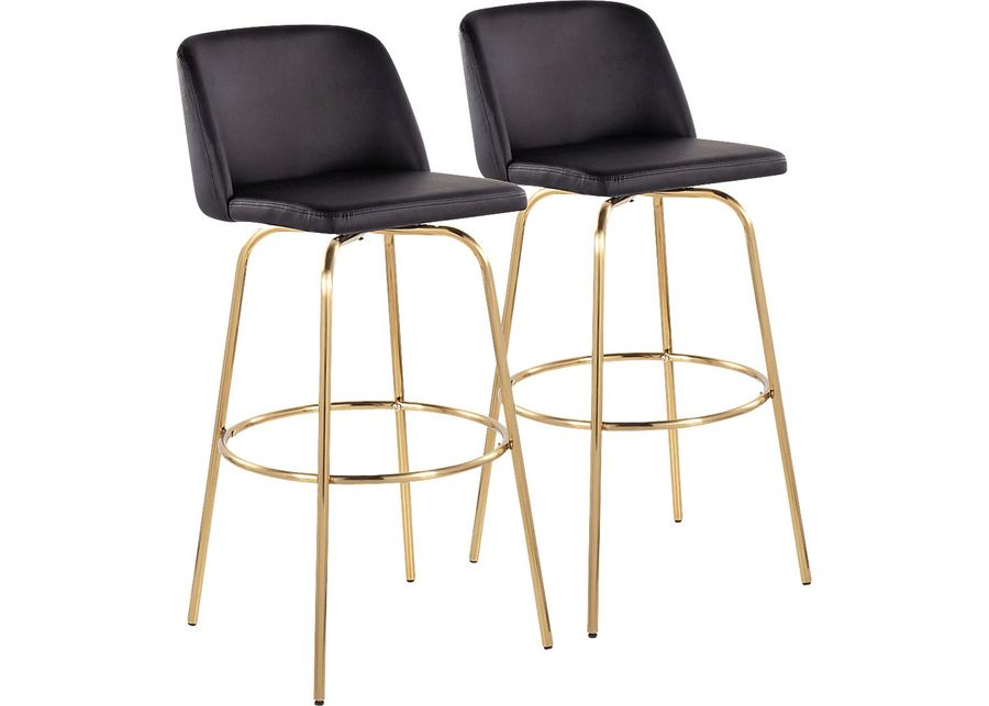 Wymering II Black Swivel Barstool, Set of 2