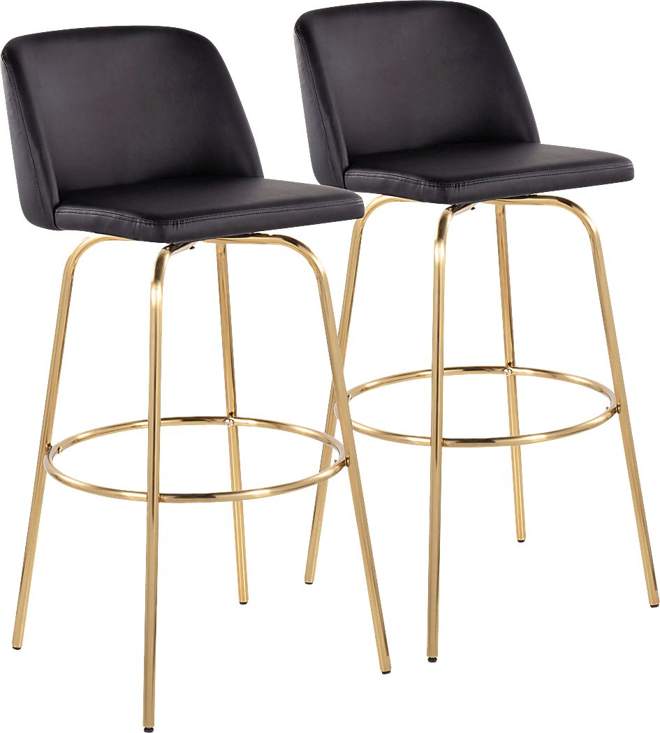 Wymering II Black Swivel Barstool, Set of 2