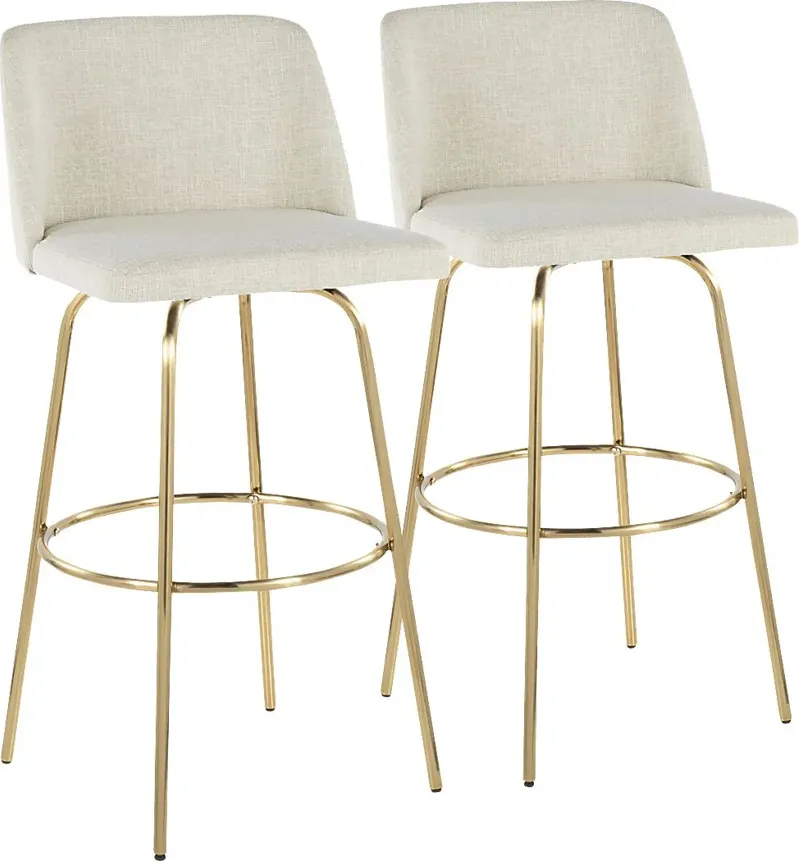 Wymering II Cream Swivel Barstool, Set of 2