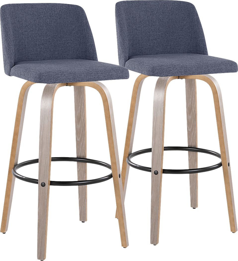 Wymering III Blue Swivel Barstool, Set of 2