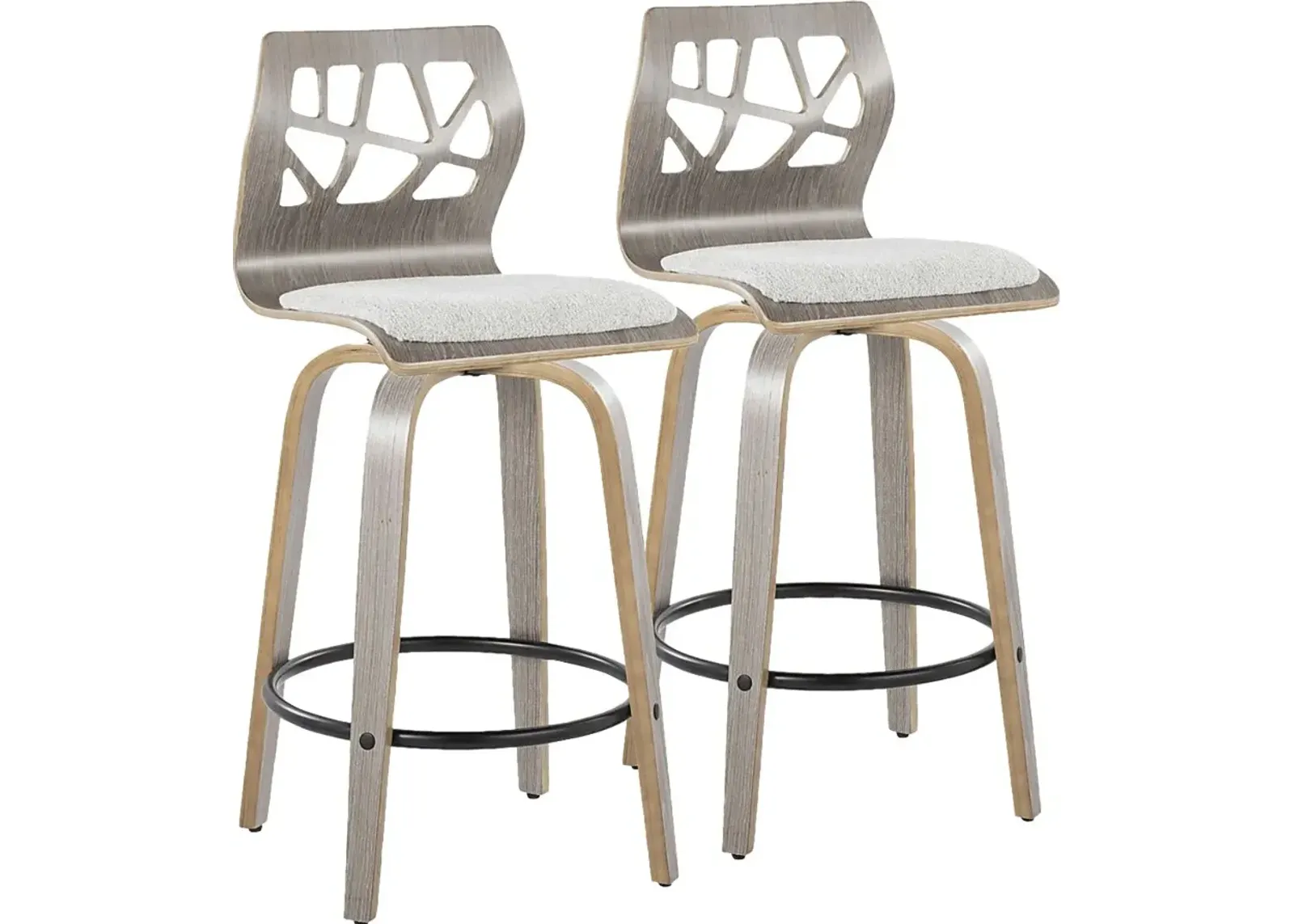 Watsonia III Light Gray Swivel Counter Height Stool, Set of 2