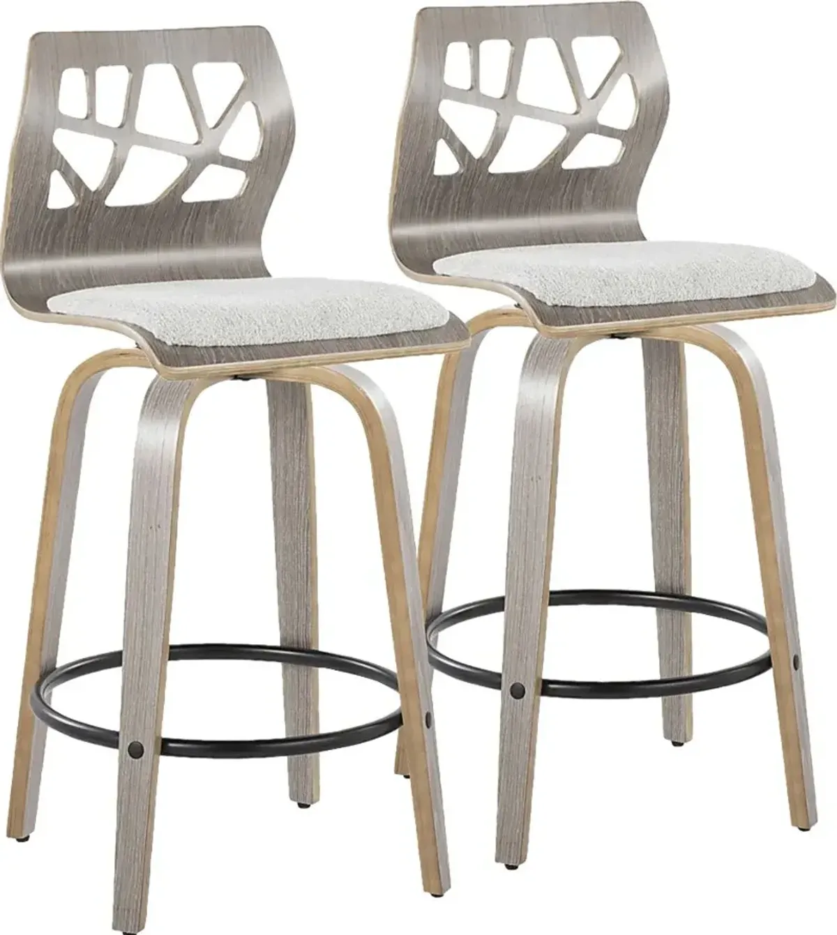 Watsonia III Light Gray Swivel Counter Height Stool, Set of 2