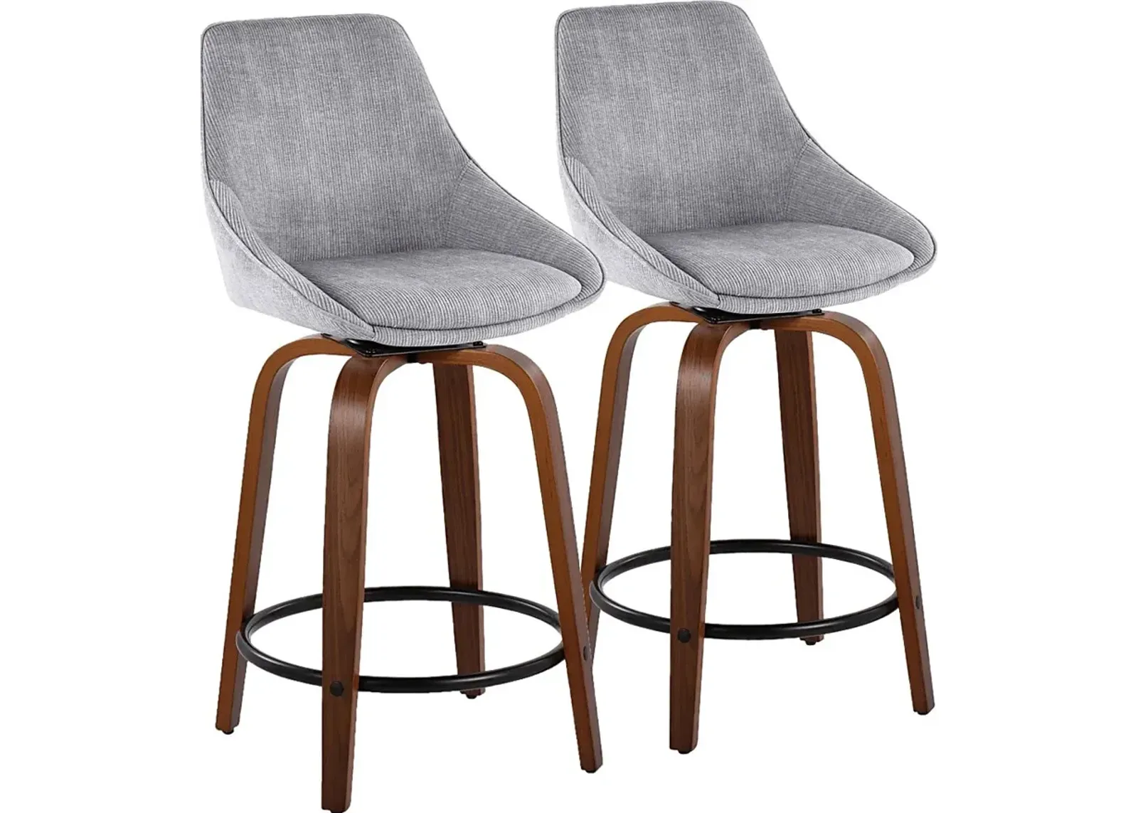 Dellrey II Gray Swivel Counter Height Stool, Set of 2