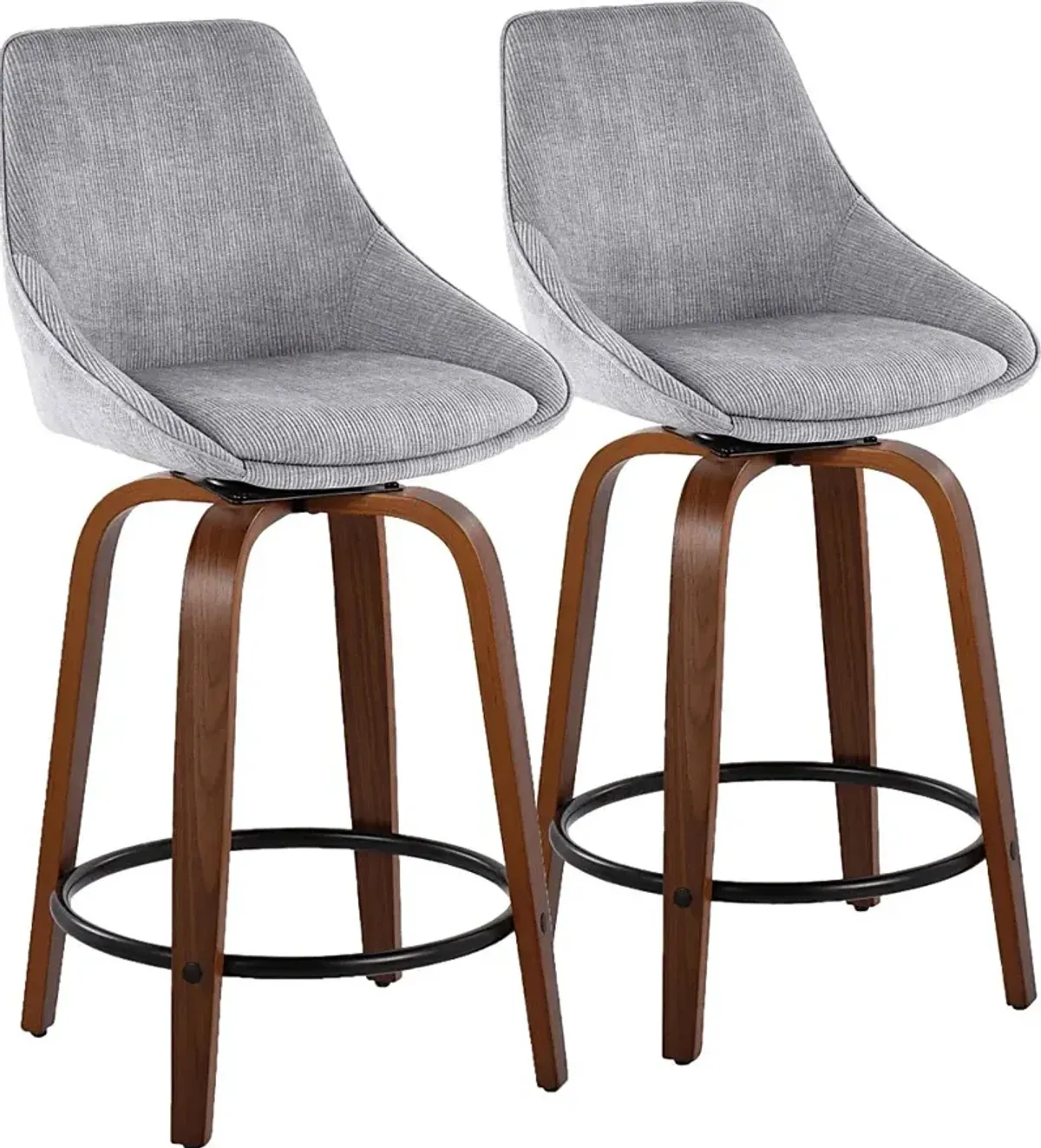 Dellrey II Gray Swivel Counter Height Stool, Set of 2