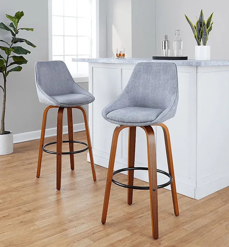 Dellrey II Gray Swivel Barstool, Set of 2